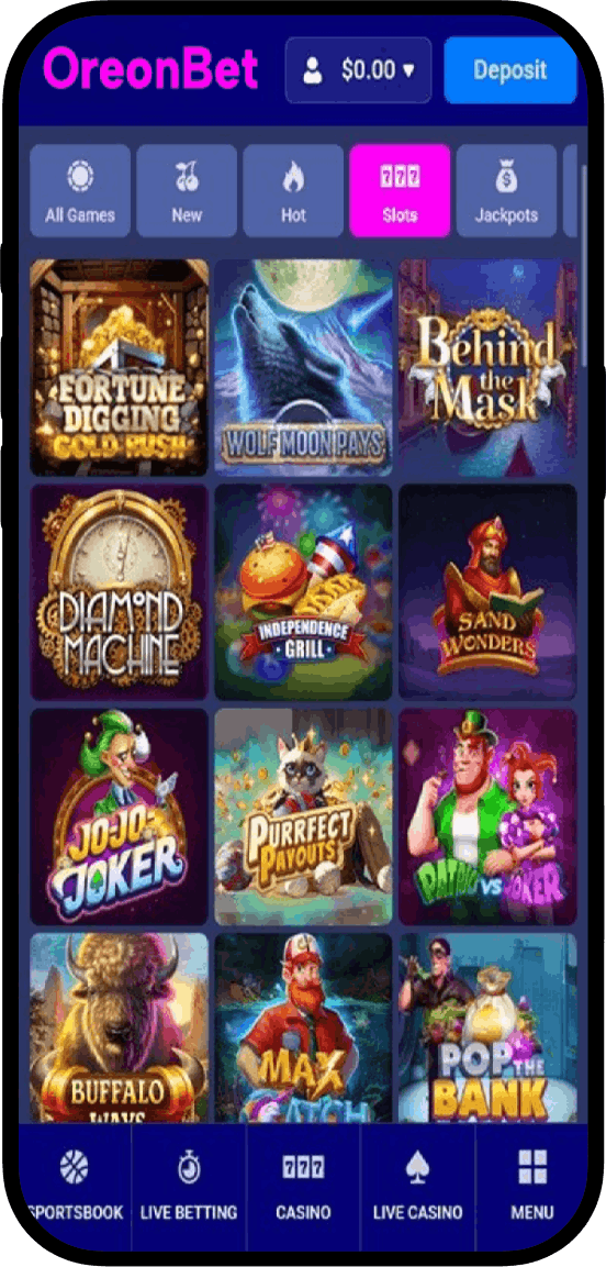 OreonBet Casino mobile app